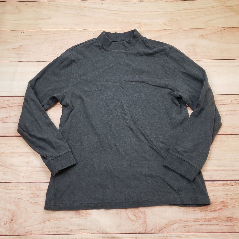 Roundtree & Yorke Shirt Mens Medium‎ Gray Mock Neck Long Sleeve Cotton Charcoal